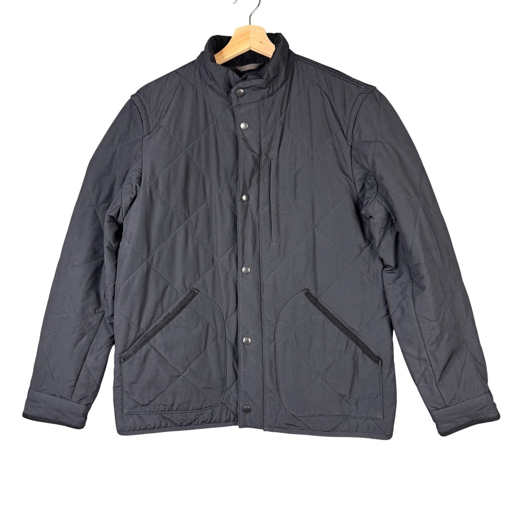 J.Crew Sussex Quilted Jacket Mens Medium Gray PrimaLoft AA144 FA19 Full Zip Snap